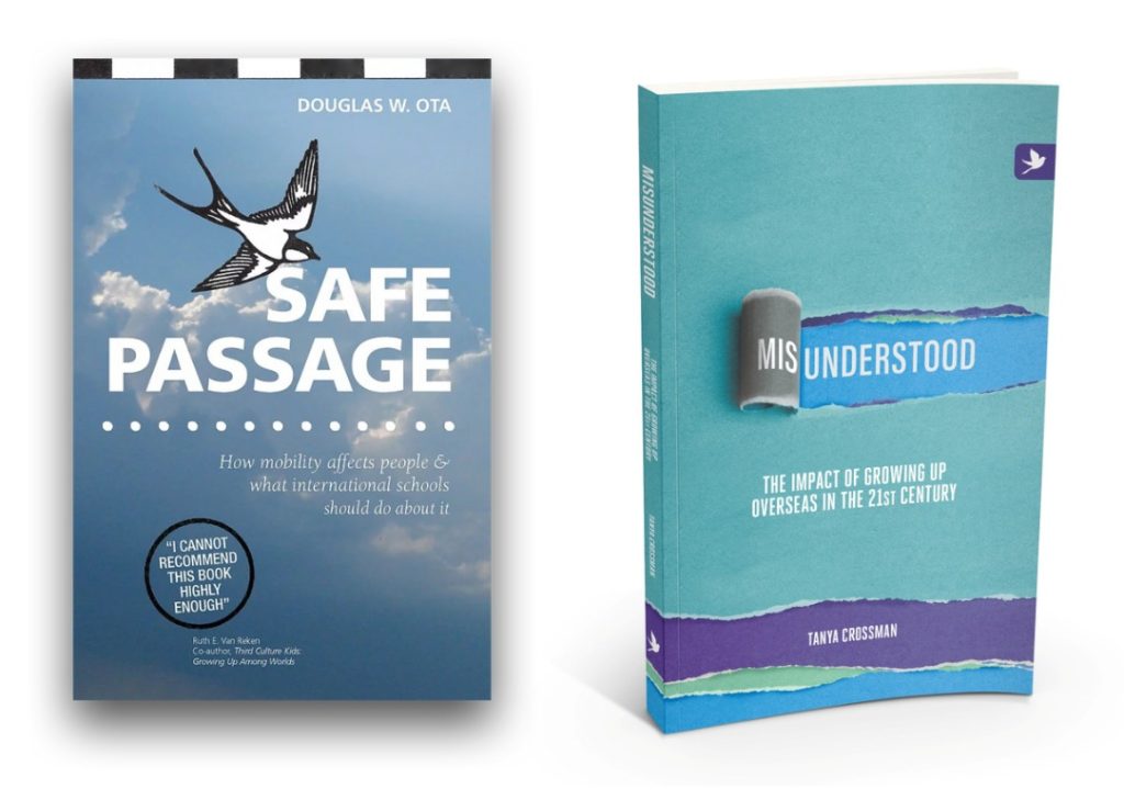 Photo of two books. First book on the left is titled: Safe Passage: How mobility affect students and what international schools should do about it. Second book is titled: Misunderstood: The impact of mobility in the 21st century